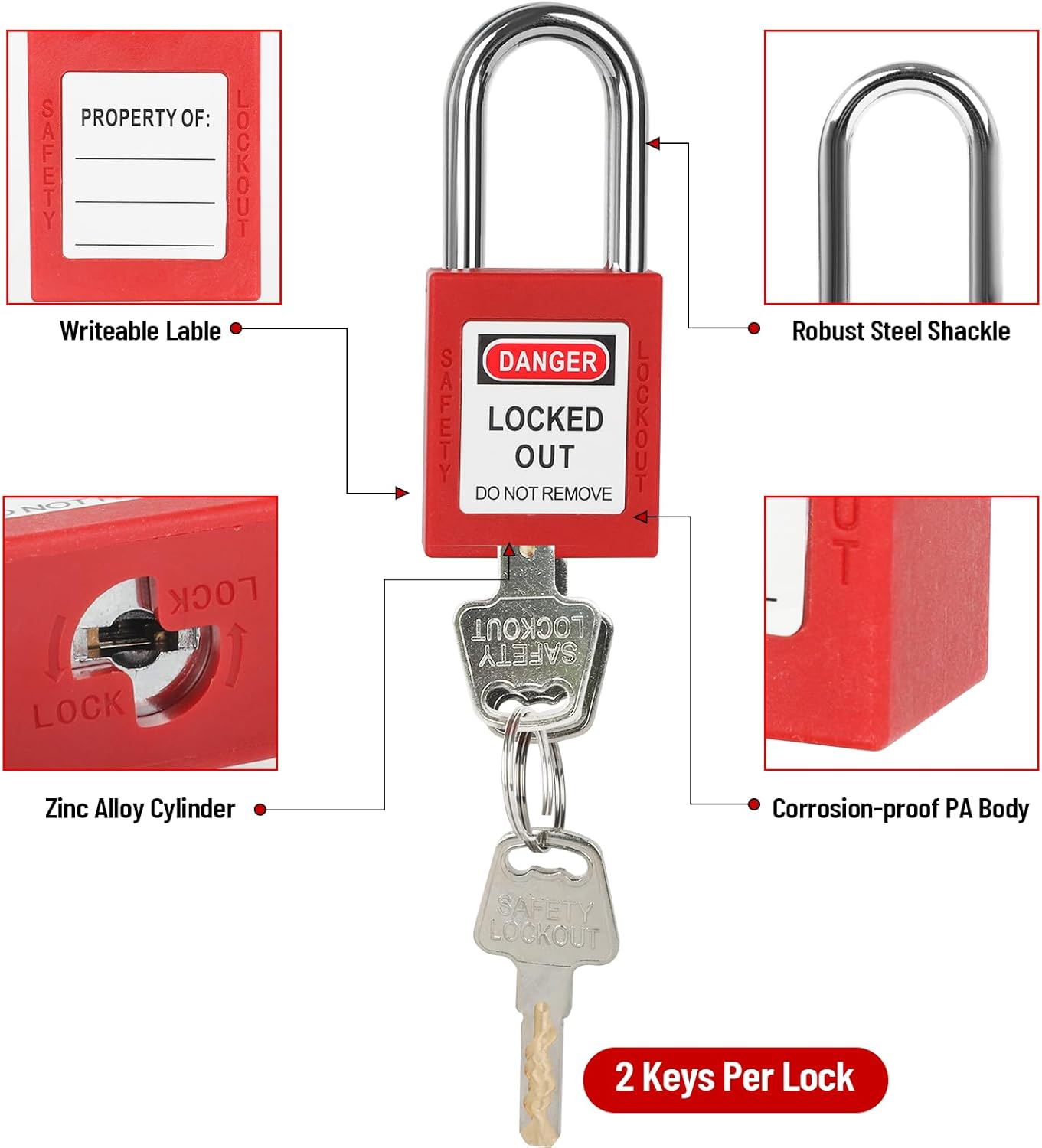 33-Piece Electrical Lockout Tagout Kit with Safety Padlocks, Circuit Breaker Lockout, Group Lockout Hasps, and Carrying Bag