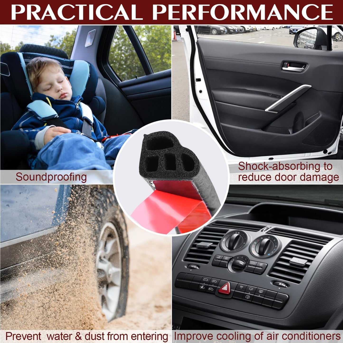 33Ft Car Weather Stripping Double Layer L Shape Soundproofing Seal Strip for Car RV Truck Doors