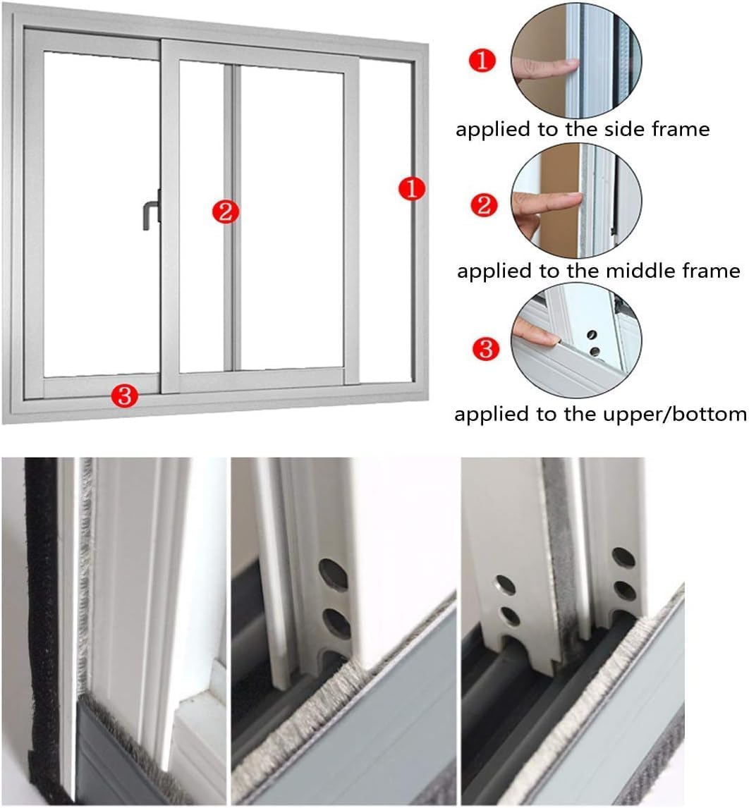 33ft Self Adhesive Door Brush Weather Stripping Seal Strip for Sliding Windows & Exterior Doors - Soundproof Draft Stopper (Black, 0.35'' x 0.2'')