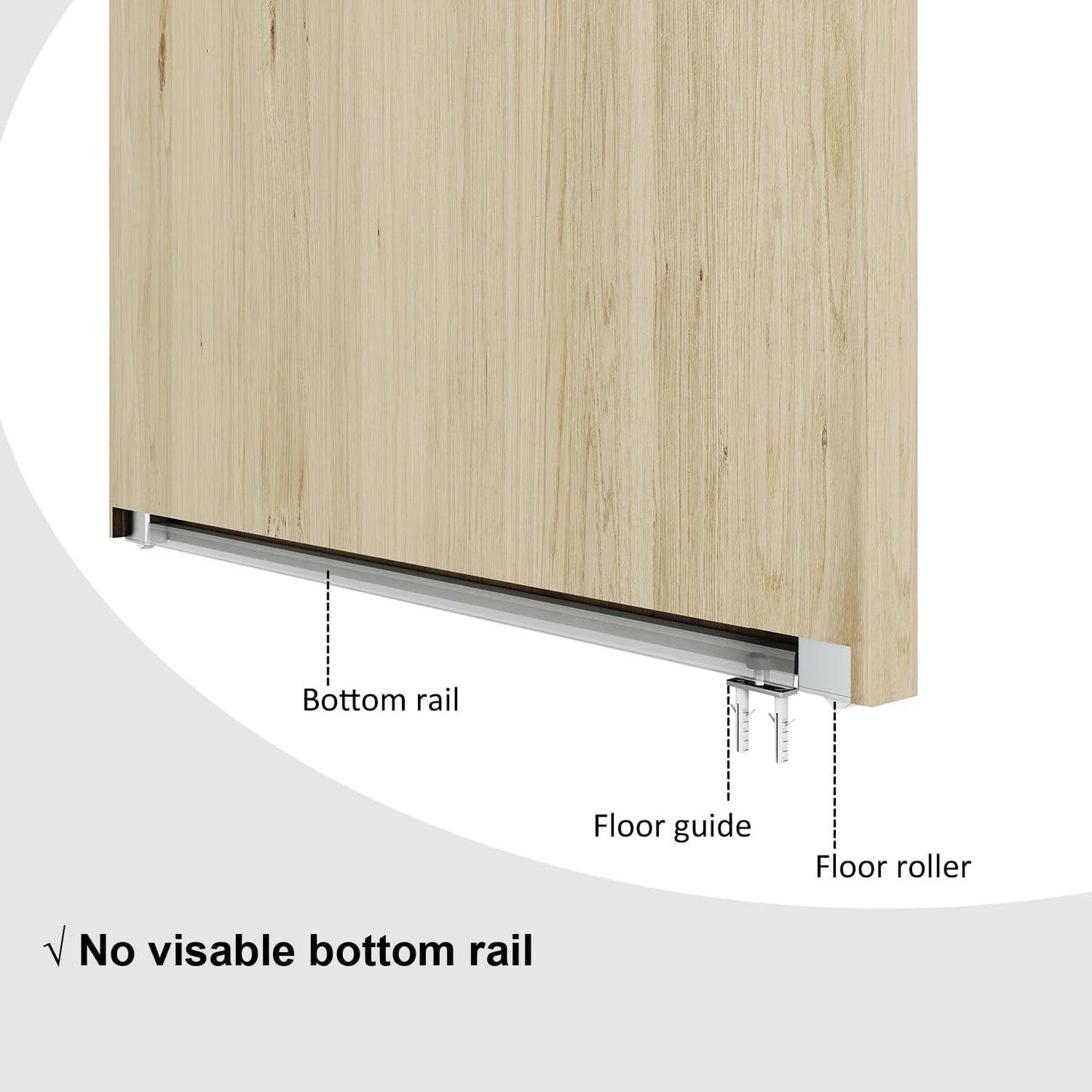 34" DIYHD Sliding Barn Door Hardware Kit w/ Soft Close Mechanism - No Floor Track, Fits Openings 28" Wide - Concealed Installation