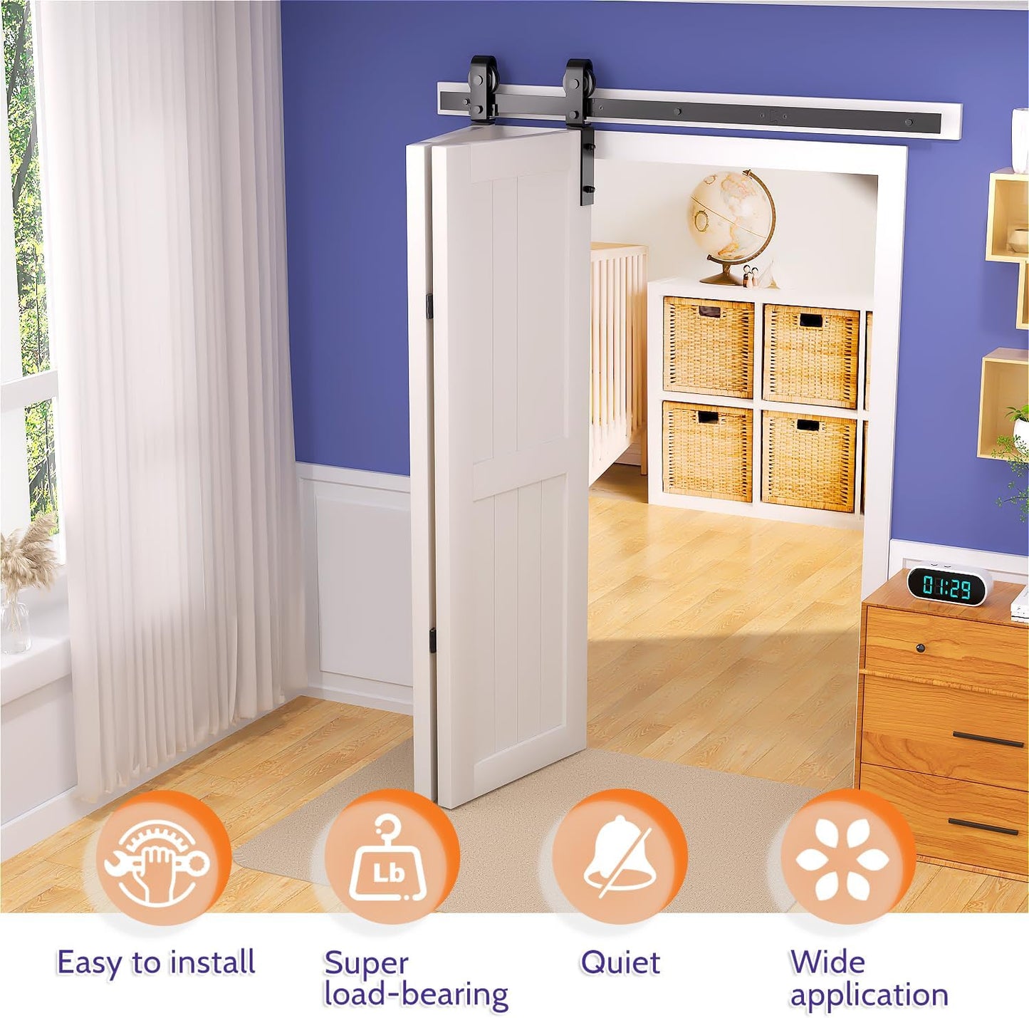 36" Bifold Barn Door Hardware Kit - Space Saving Folding Design, Black Corrosion-Resistant Finish - WildKart