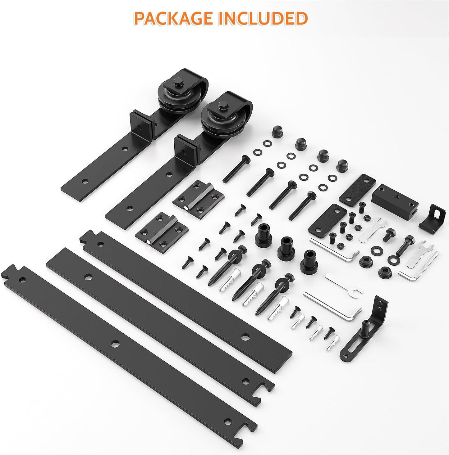 36" Bifold Barn Door Hardware Kit - Space Saving Folding Design, Black Corrosion-Resistant Finish - WildKart