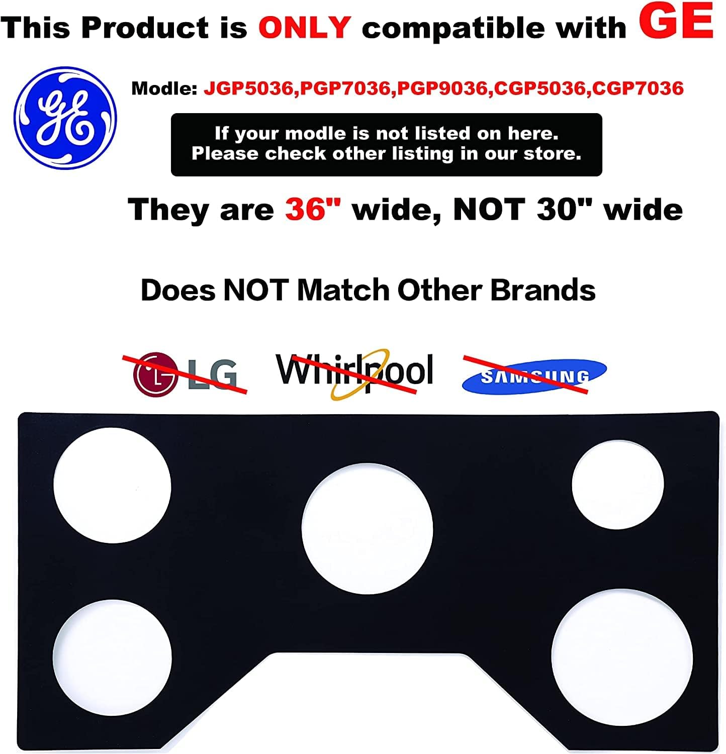 36" Gas Range Protectors - Non Stick Stove Protector for GE Gas Ranges (JGP5036, PGP7036, PGP9036, CGP5036, CGP7036)