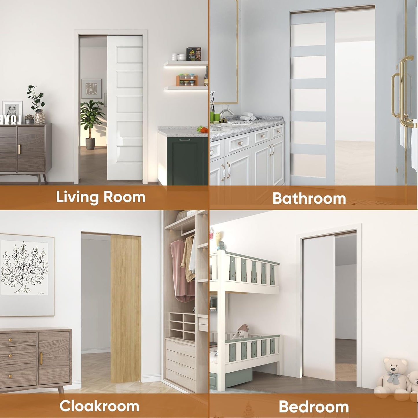 36"x 96" Pocket Door Frame Kit with 120LBS Soft Close Mechanism for 2x4 Stud Walls - Easy Install, Galvanized Steel Studs - Fits 24"-36" Doors