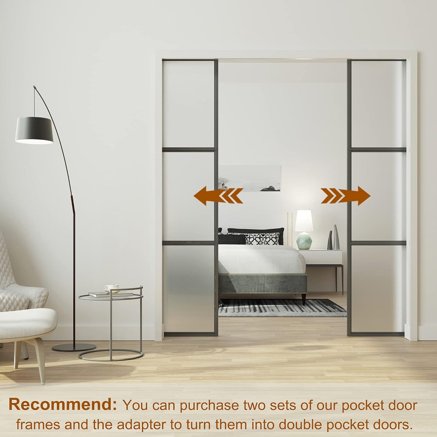 36"x 96" Pocket Door Frame Kit with 120LBS Soft Close Mechanism for 2x4 Stud Walls - Easy Install, Galvanized Steel Studs - Fits 24"-36" Doors