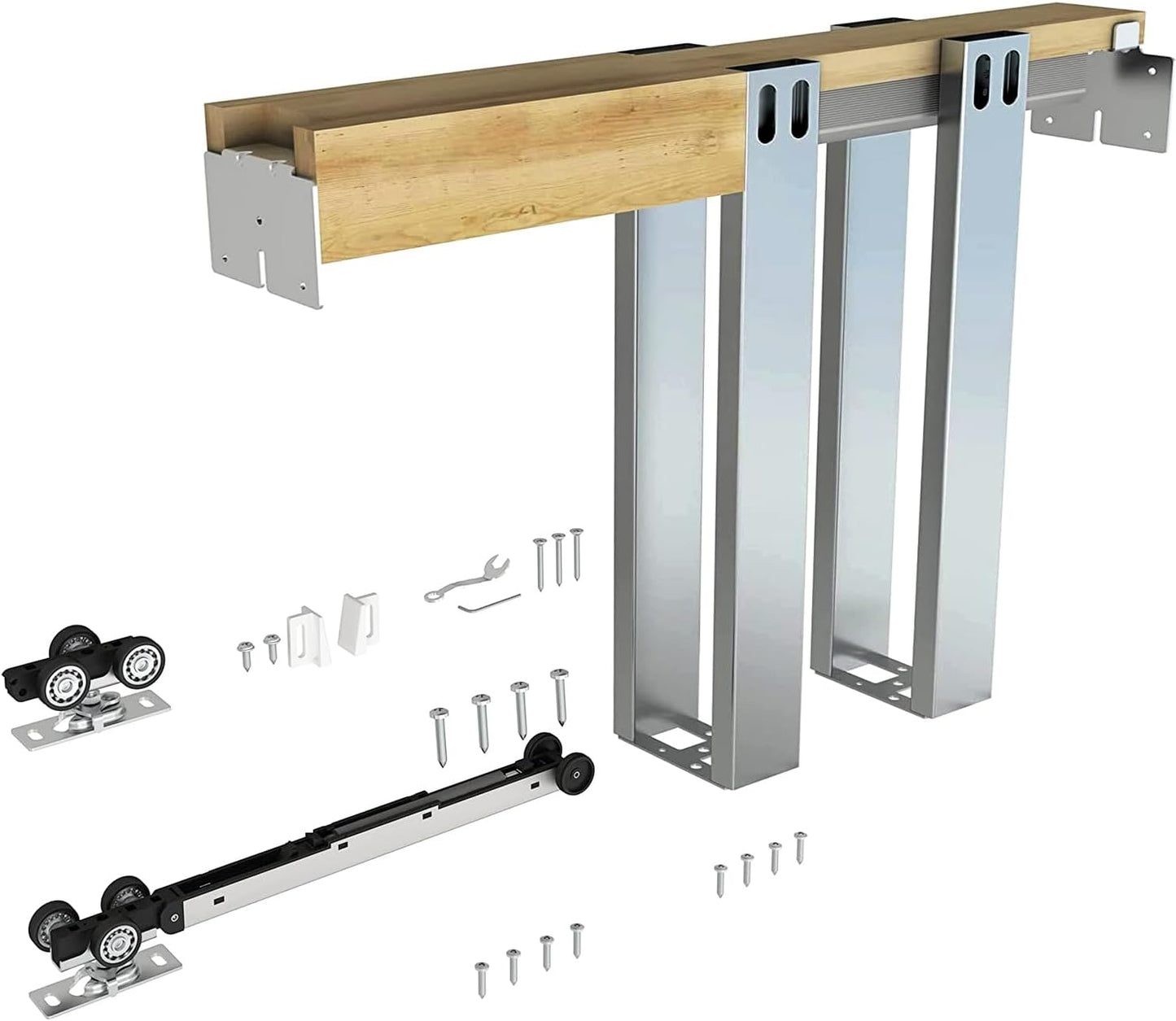 36"x 96" Pocket Door Frame Kit with 120LBS Soft Close Mechanism for 2x4 Stud Walls - Easy Install, Galvanized Steel Studs - Fits 24"-36" Doors