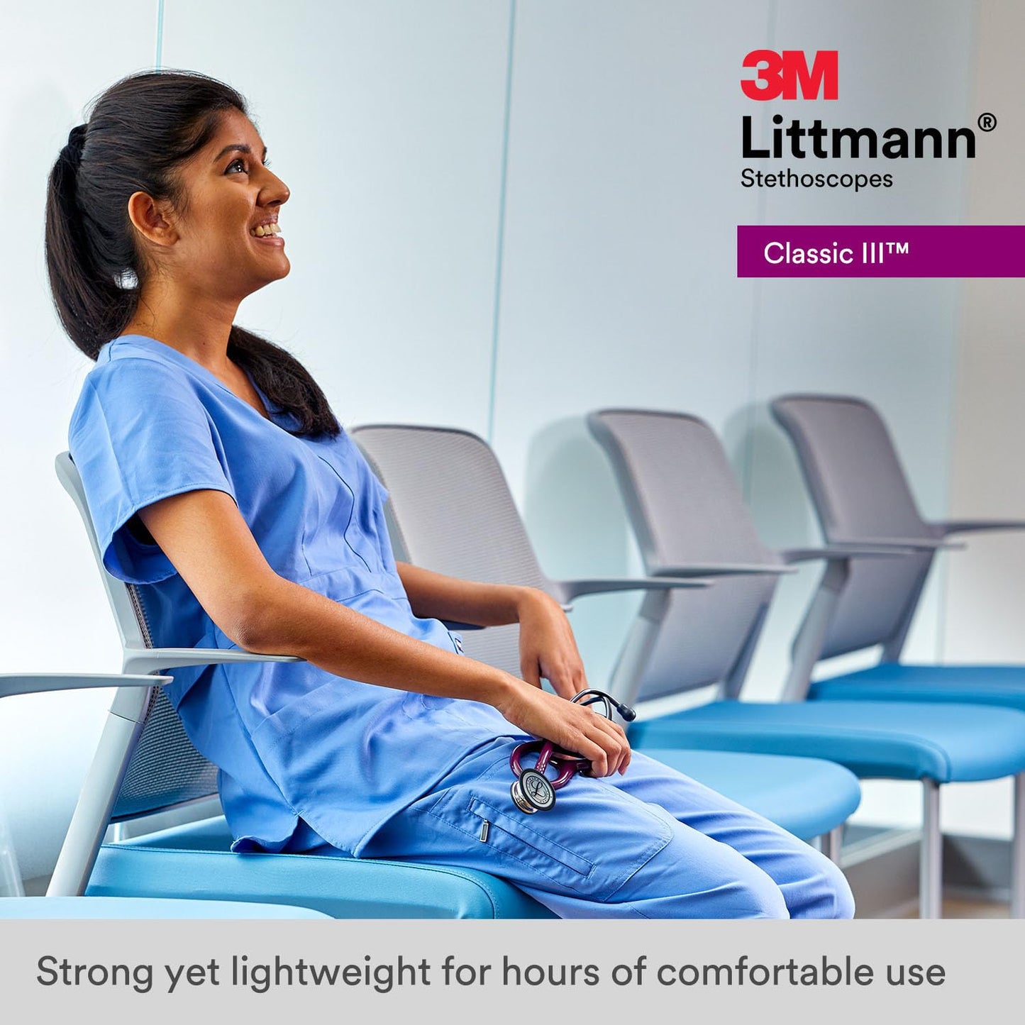 3M Littmann Classic III Stethoscope 5803, Stainless Steel Black-Finish Chestpiece, 27" Tube, Lightweight