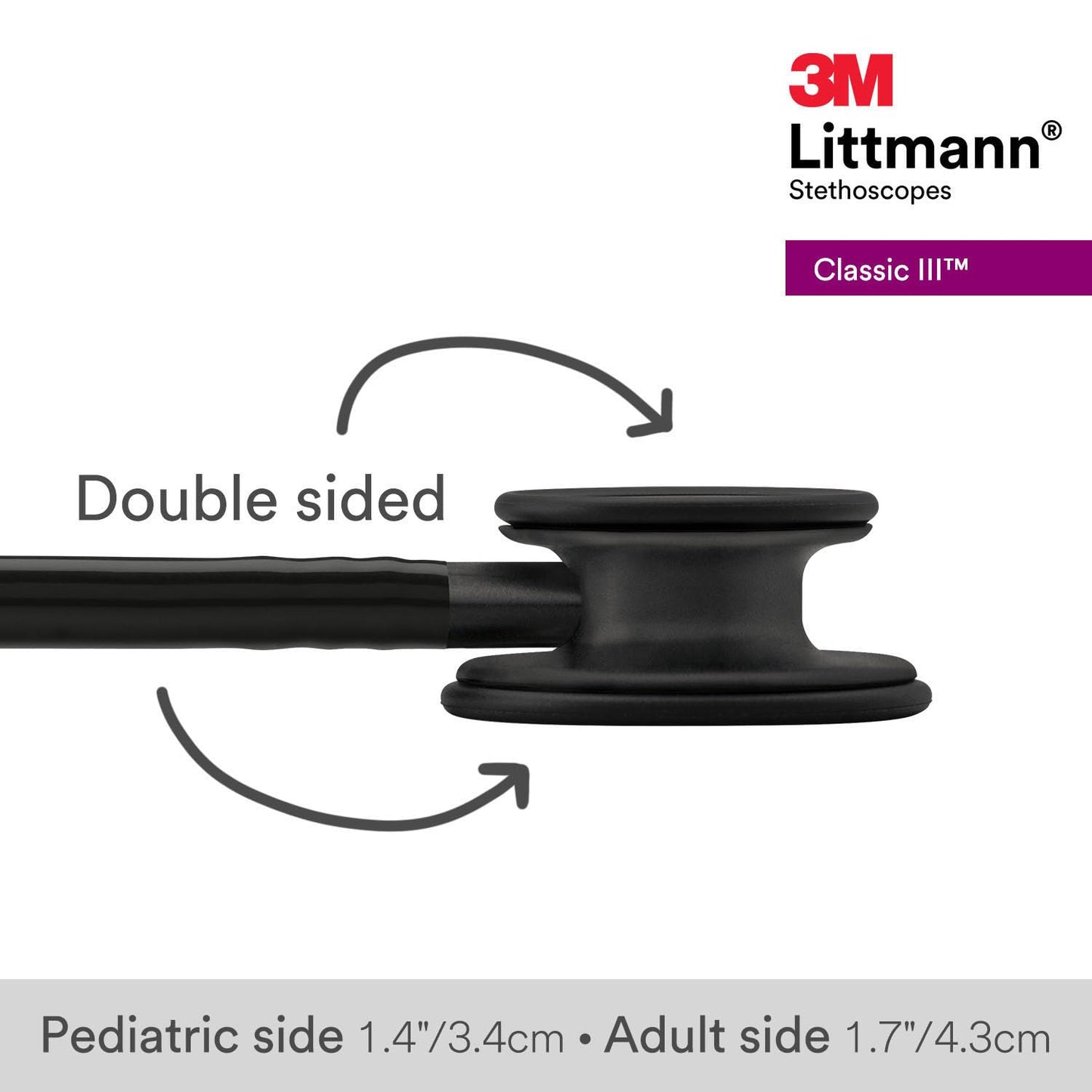 3M Littmann Classic III Stethoscope 5803, Stainless Steel Black-Finish Chestpiece, 27" Tube, Lightweight