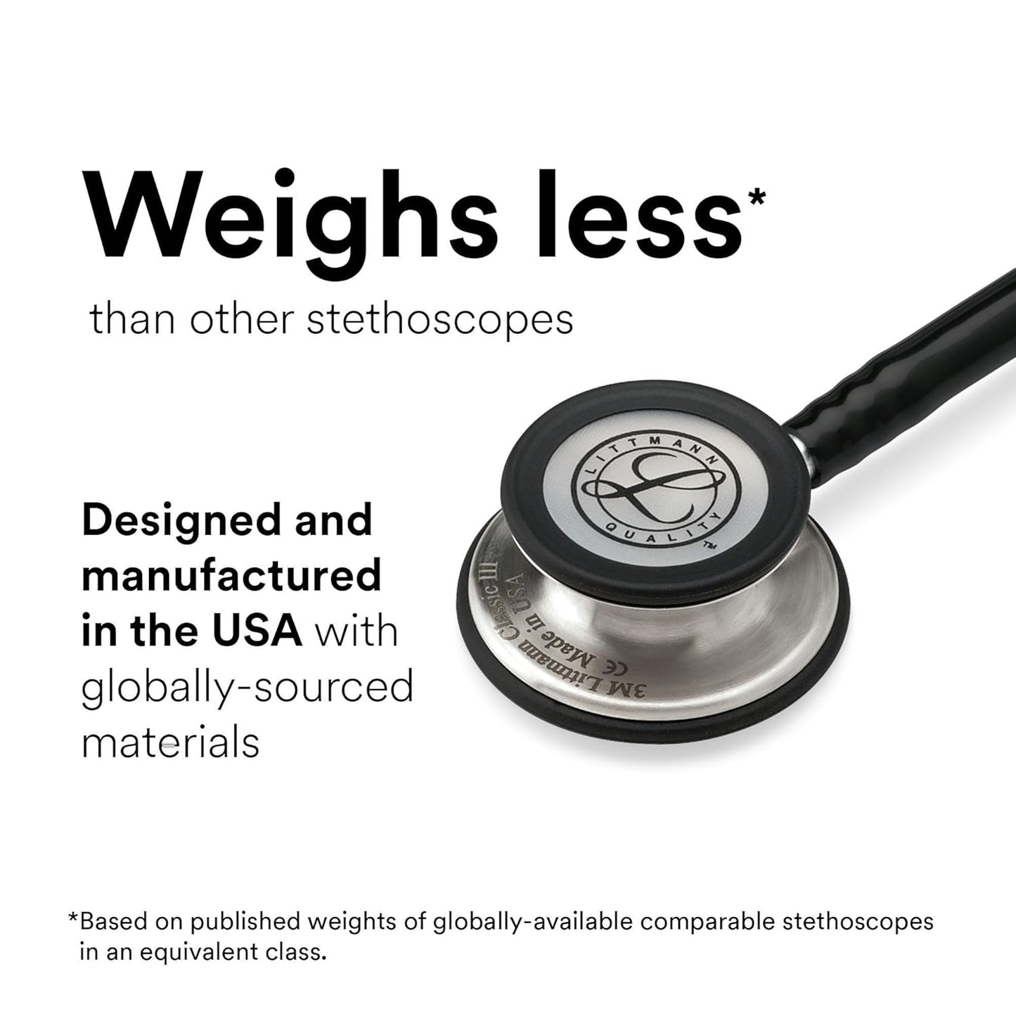 3M Littmann Classic III Stethoscope 5803, Stainless Steel Black-Finish Chestpiece, 27" Tube, Lightweight