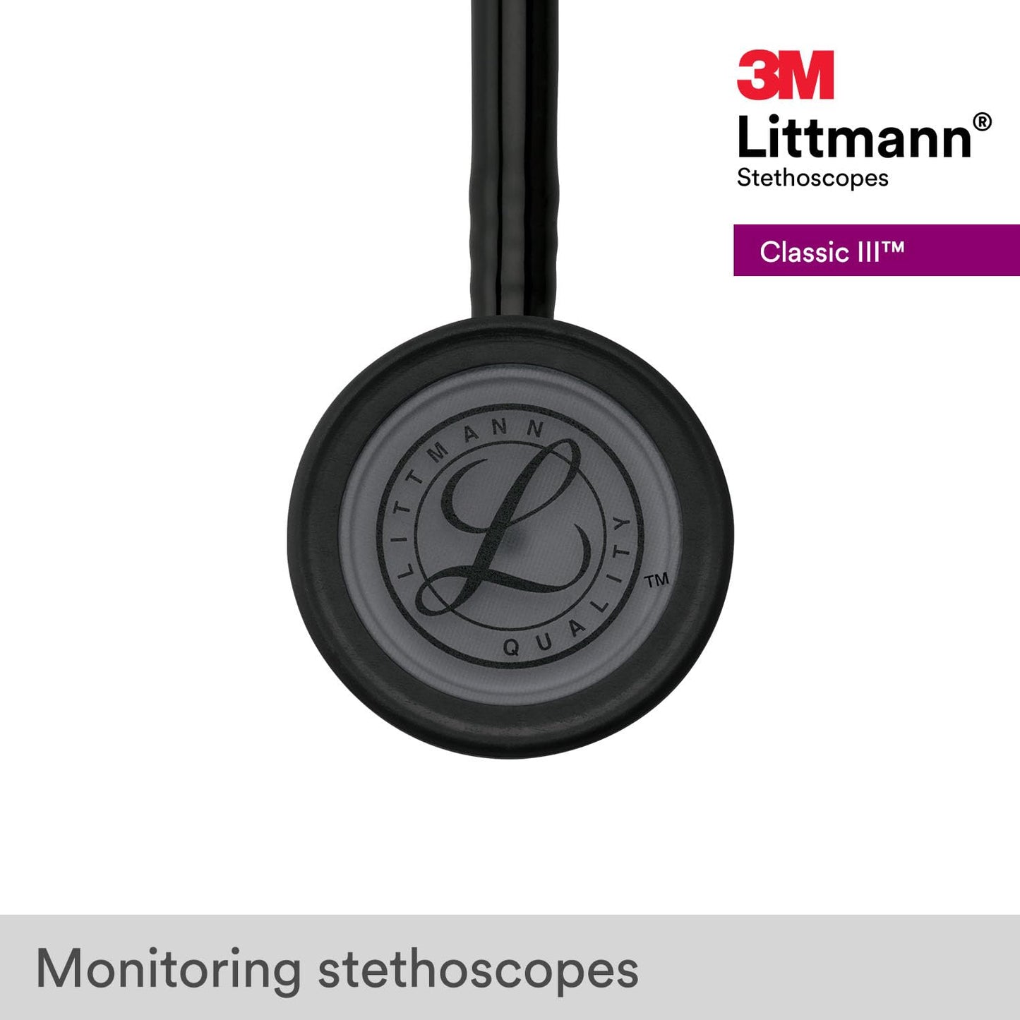3M Littmann Classic III Stethoscope 5803, Stainless Steel Black-Finish Chestpiece, 27" Tube, Lightweight