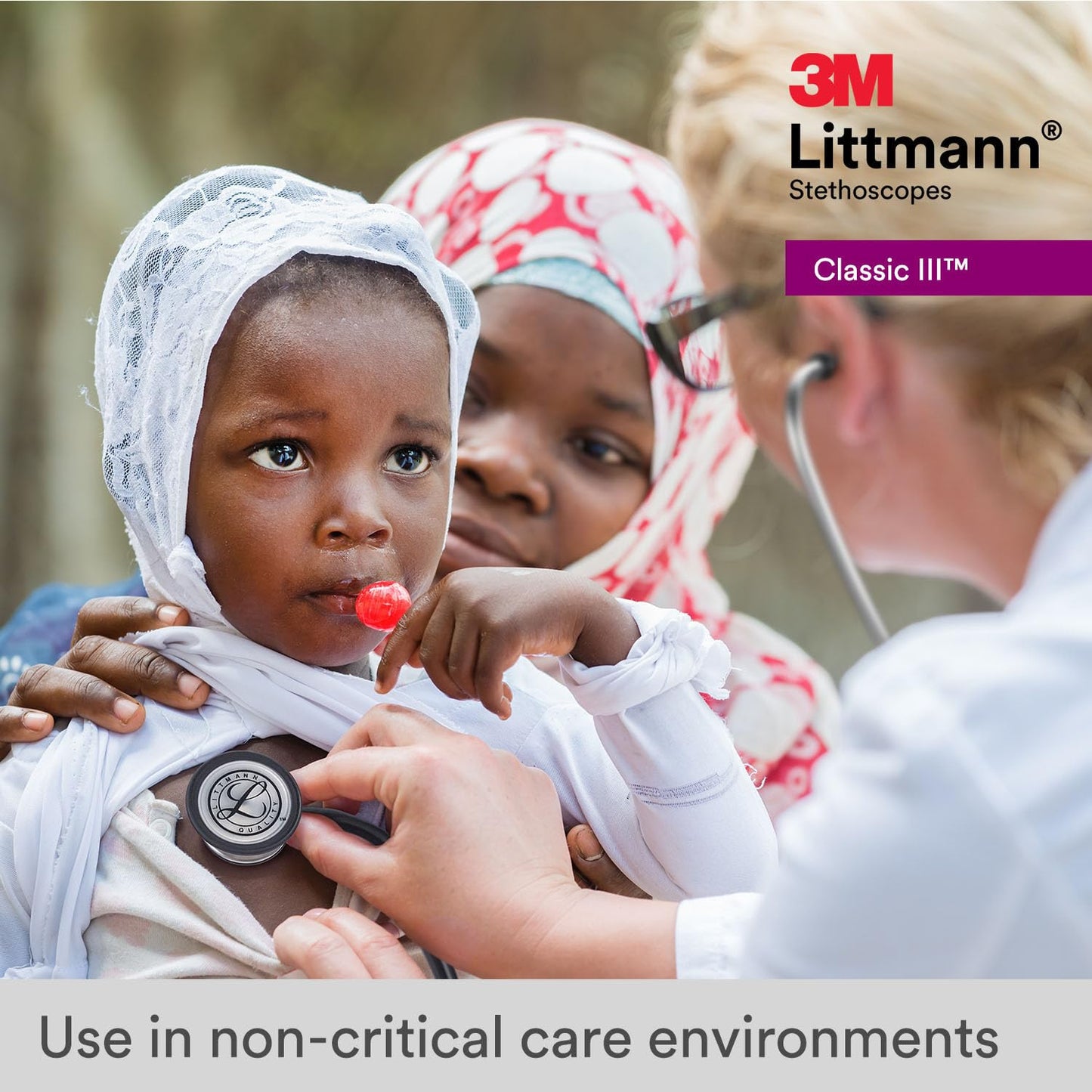 3M Littmann Classic III Stethoscope 5803, Stainless Steel Black-Finish Chestpiece, 27" Tube, Lightweight