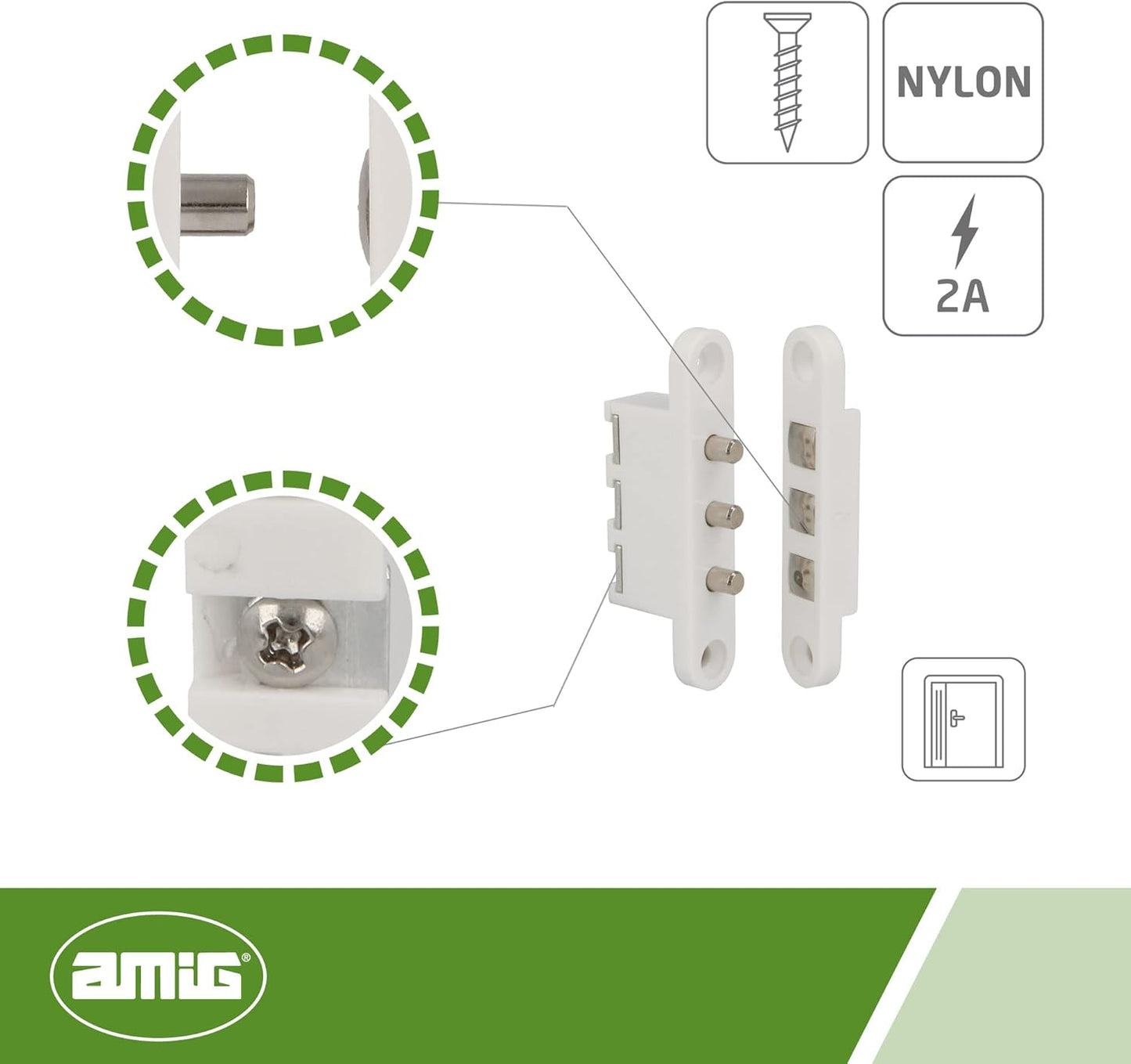 3P Amig Contact Door - White, 71 x 14 mm