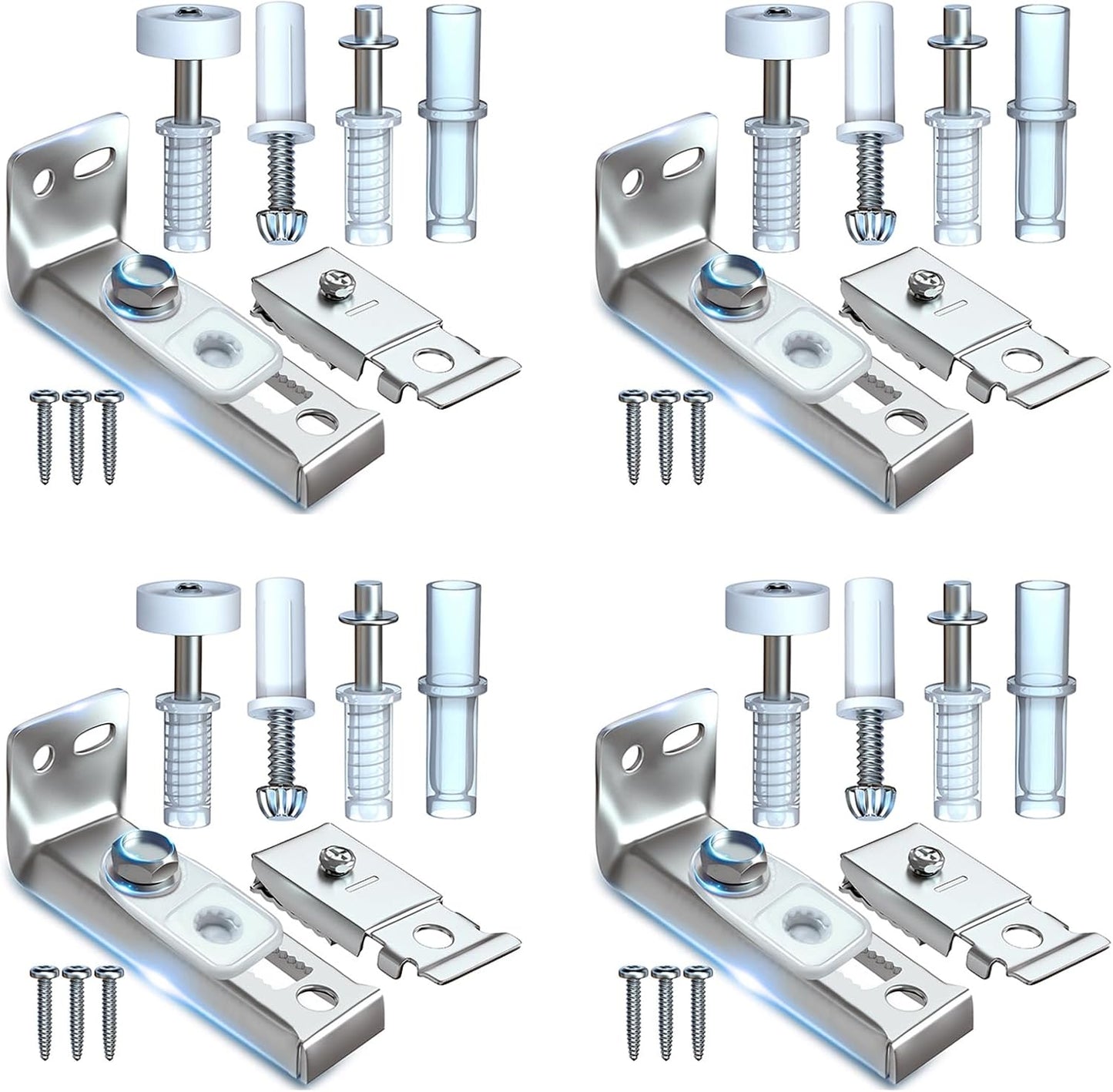 4 Pack Bi-fold Door Hardware Repair Kit for 24-72 inch Track Folding Doors - Includes Tops & Bottom Pivots, Bracket, Guide Wheel - Closet Door Replacement Parts for Accordian Pantry
