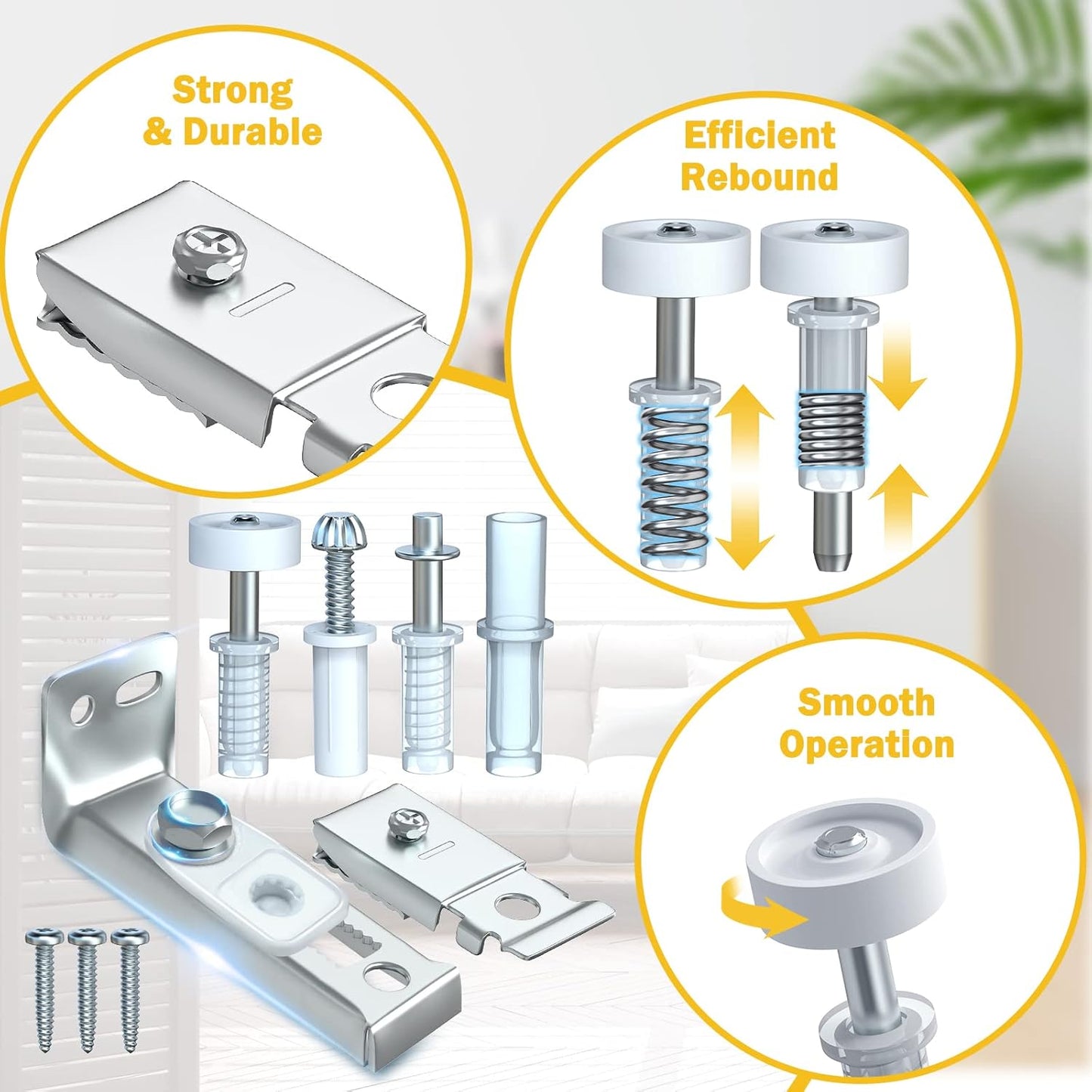 4 Pack Bi-fold Door Hardware Repair Kit for 24-72 inch Track Folding Doors - Includes Tops & Bottom Pivots, Bracket, Guide Wheel - Closet Door Replacement Parts for Accordian Pantry