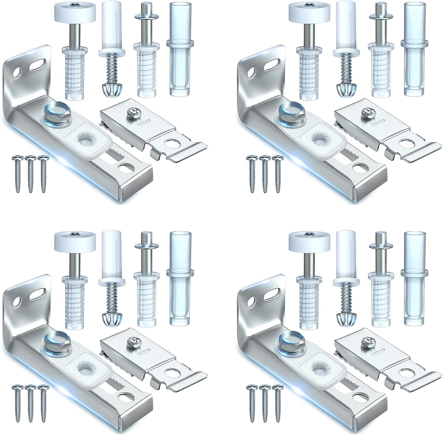 4 Pack Bi-fold Door Hardware Repair Kit for 24-72 inch Track Folding Doors - Includes Tops & Bottom Pivots, Bracket, Guide Wheel - Closet Door Replacement Parts for Accordian Pantry