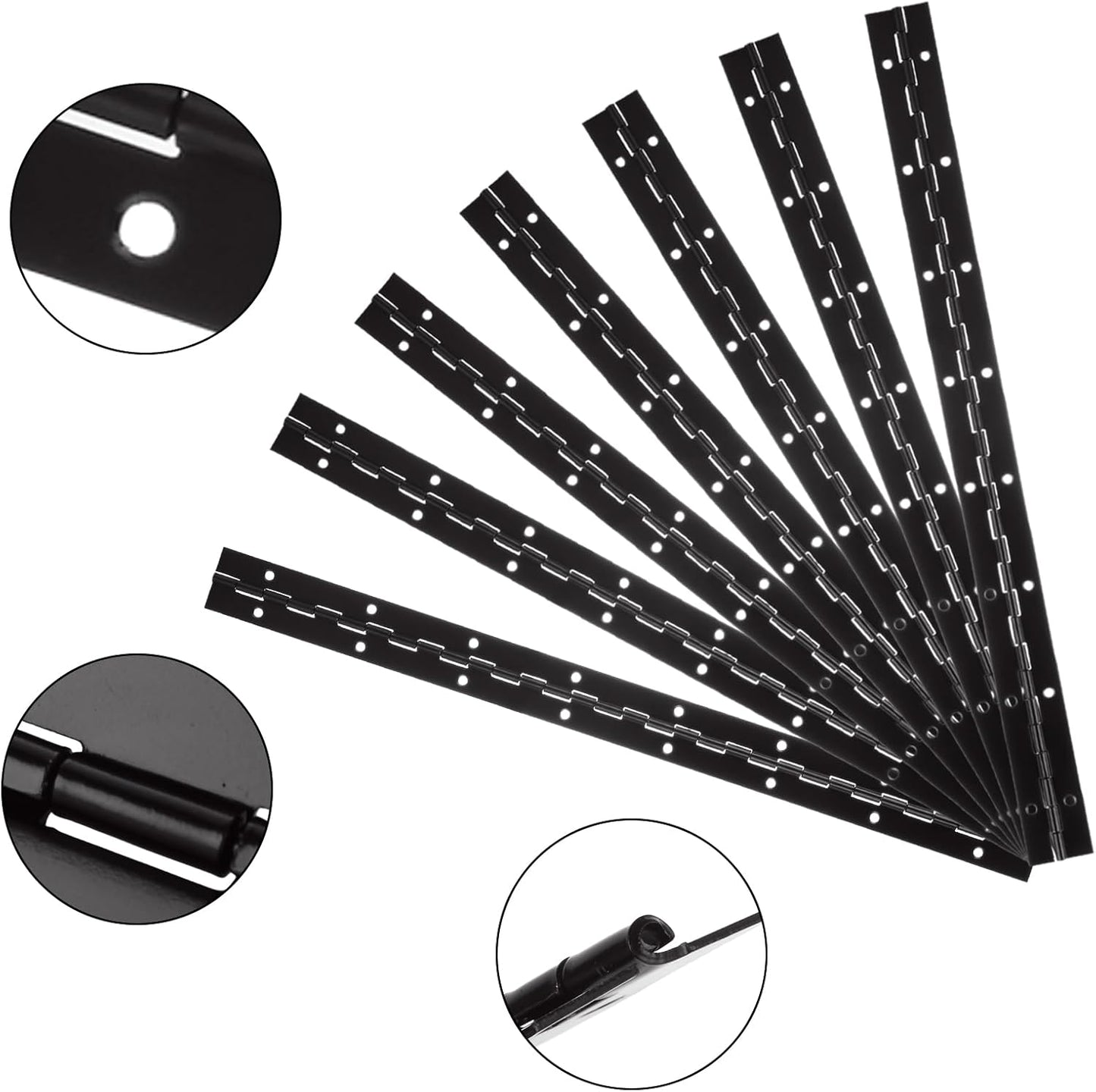 4 Pack Black Piano Hinge Heavy Duty 16 Inch Stainless Steel Continuous Hinge with Screws - Ideal for Boat, Cabinet, Door, Box, Furniture