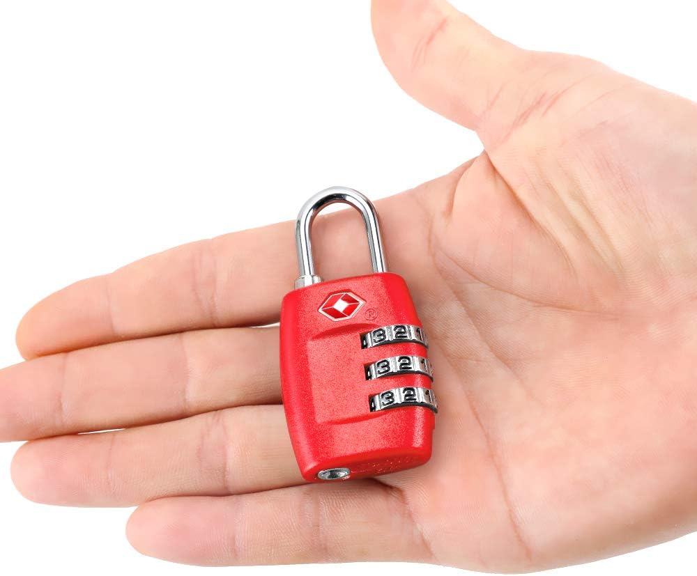 4-Pack Cluckyu TSA Approved Luggage Locks with 3-Digit Combination - Red Padlocks for Suitcases & Baggage - WildKart