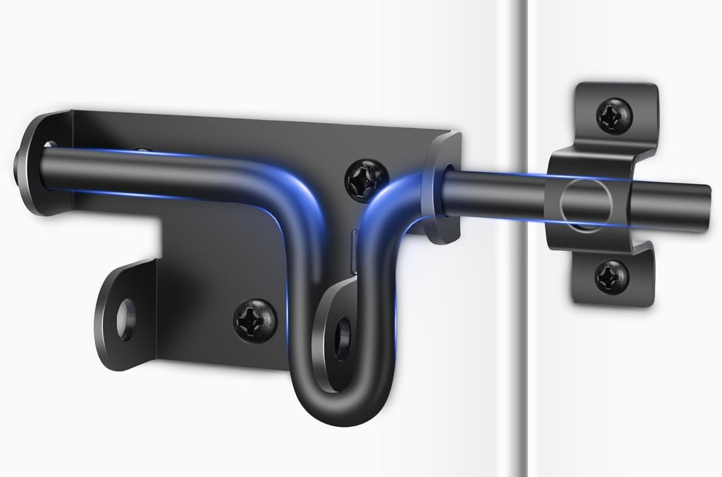 4 Pack Heavy Duty Slide Bolt Gate Latch with Padlock Hole for Wooden Fence, Yard, Shed, Barn - Black