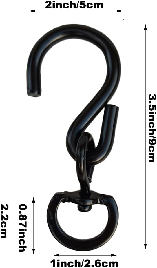 4-Pack Heavy Duty Swivel Plant Hanger Hooks for Hanging Plants - Black Color