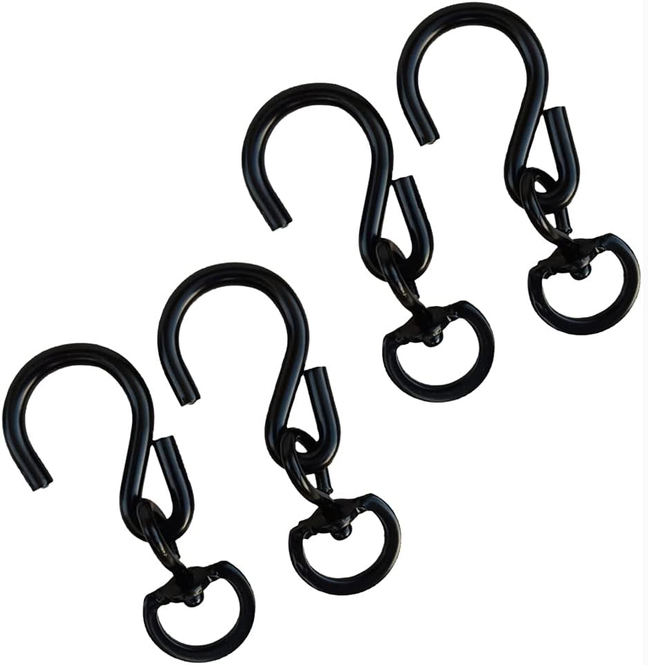 4-Pack Heavy Duty Swivel Plant Hanger Hooks for Hanging Plants - Black Color