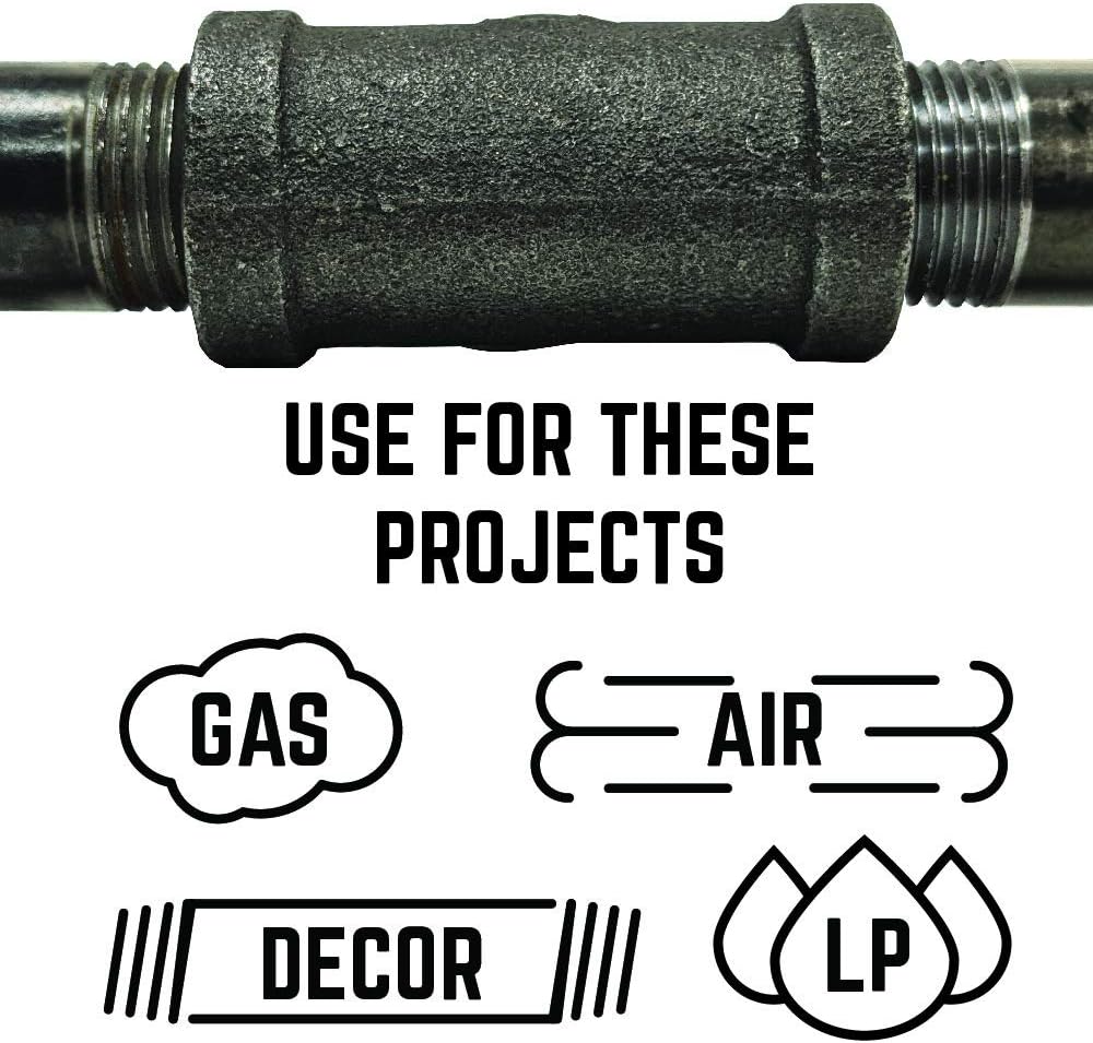 4 Pack of 1/2" Black Malleable Iron Cross Fittings for Standard Pipes - Ideal for Plumbing and DIY Furniture