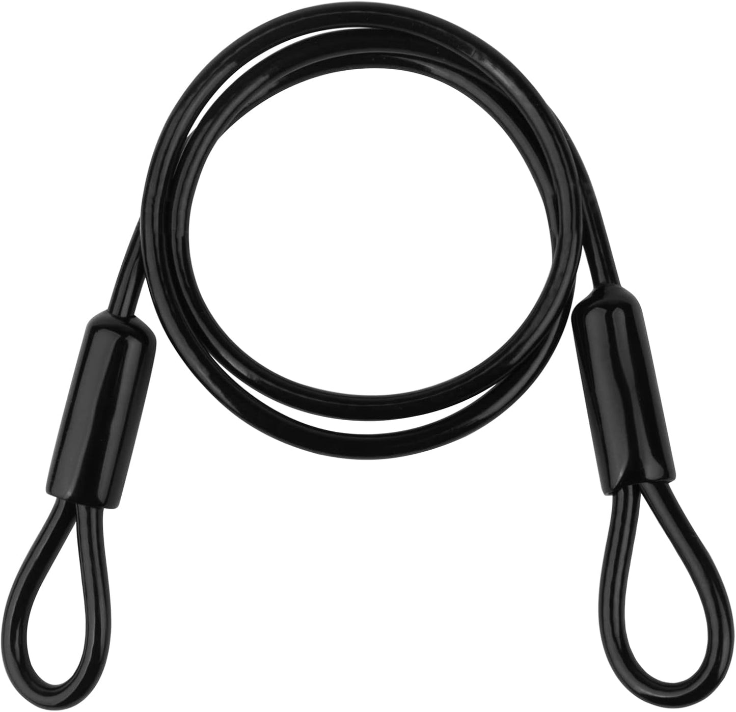 4 Pack of 2.5 ft Black Security Cable Luggage Lock Safety Wire with Double Looped Ends - 5mm Diameter