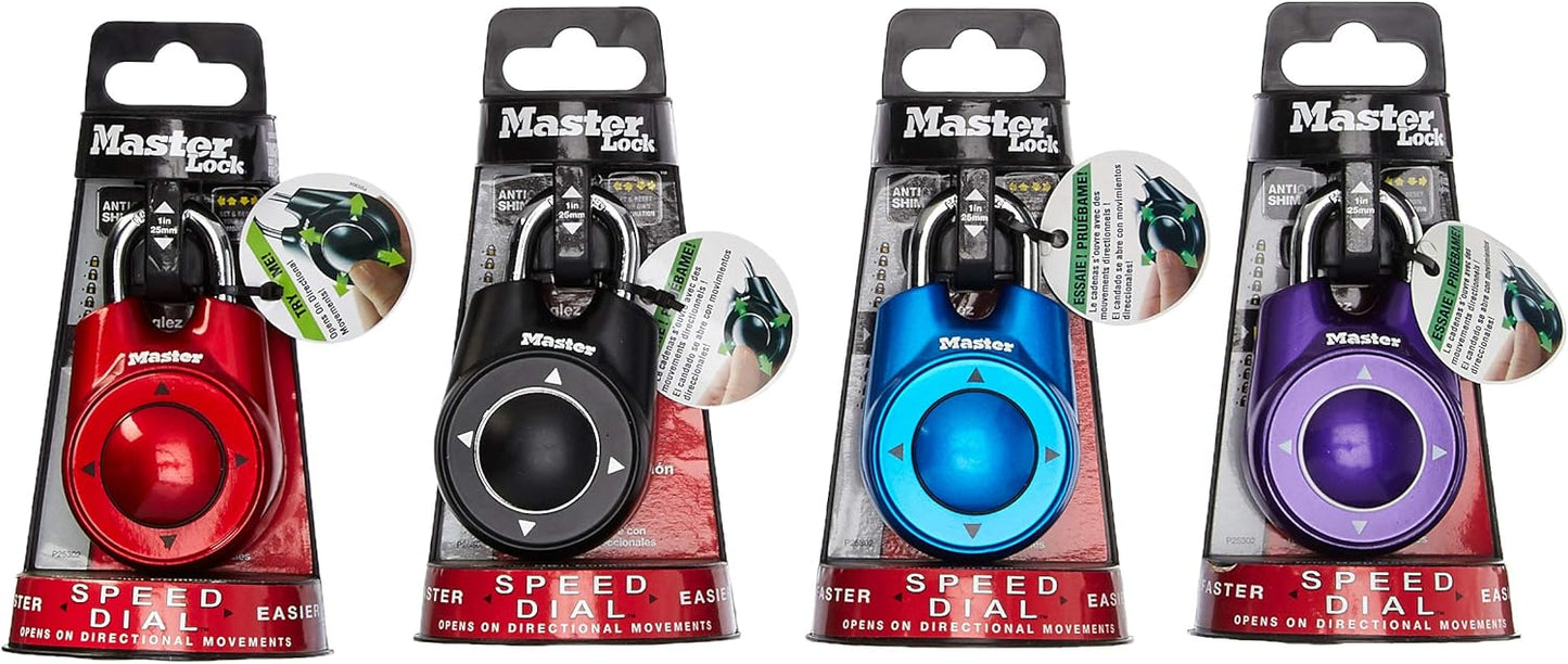 4-Pack of Master Lock 1500iD Speed Dial Combination Locks in Assorted Colors