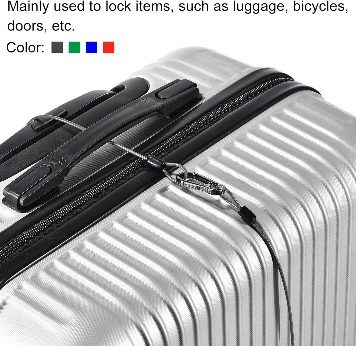 4 Pack PATIKIL Security Steel Cable 2.5mm x 0.5m Coated Luggage Lock Wire Rope with Double Loop