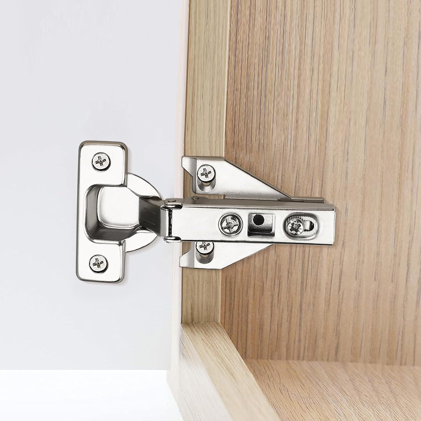 4 Pack Probrico Kitchen Cabinet Hinges for Face Frame Cabinets - Concealed Brushed Satin Nickel Hinges with Mounting Screws