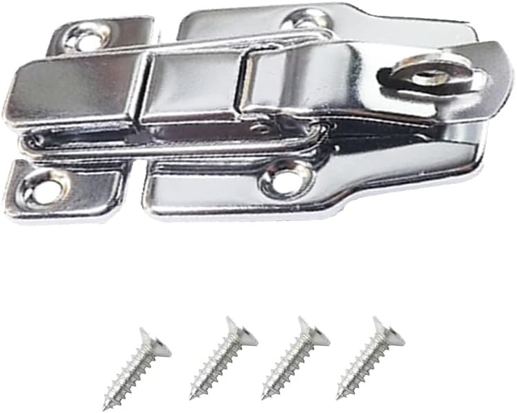 4-Pack Silver Duckbilled Hasp Latch Catch Clasp for Furniture and Jewelry Box Hardware - Retro Style Antique Metal Toggle Latch with Padlock Hole