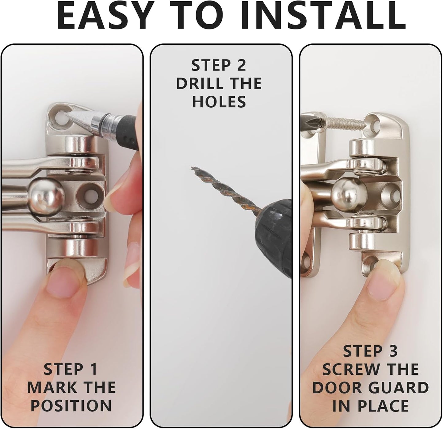 4 Pack WellMade Swing Bar Door Security Latch for Kids Safety and Home Security - Satin Nickel