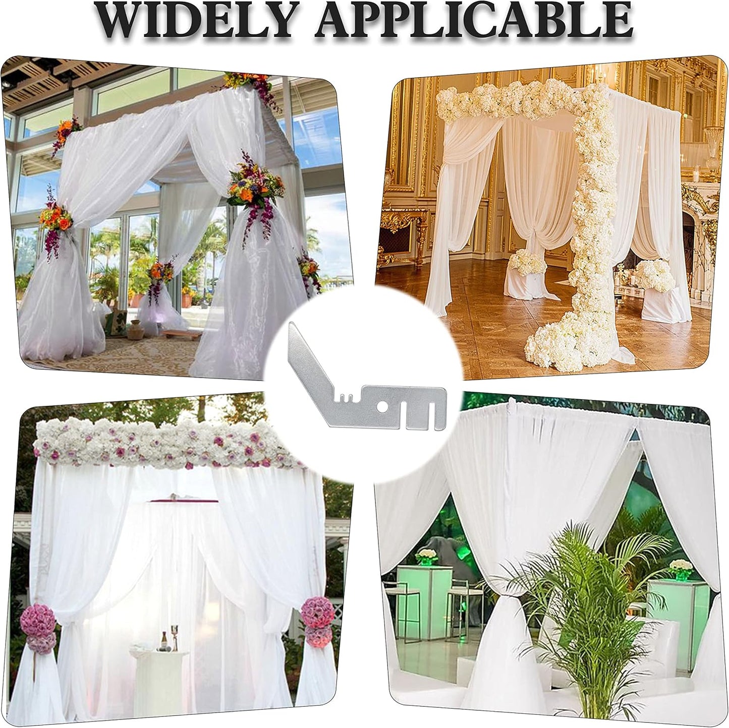 4 Piece 3'' Pipe and Drape Backdrop Kit with Double Stand & Cross Bar Hangers for Wedding Backdrops