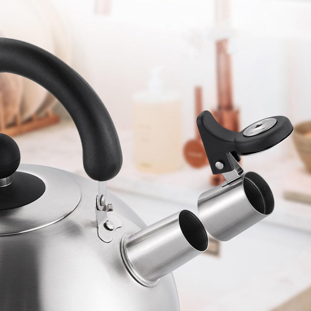 4-Piece Stainless Steel Tea Kettle Whistle Nozzle Alarm System - Stovetop Water Boiler Supplies