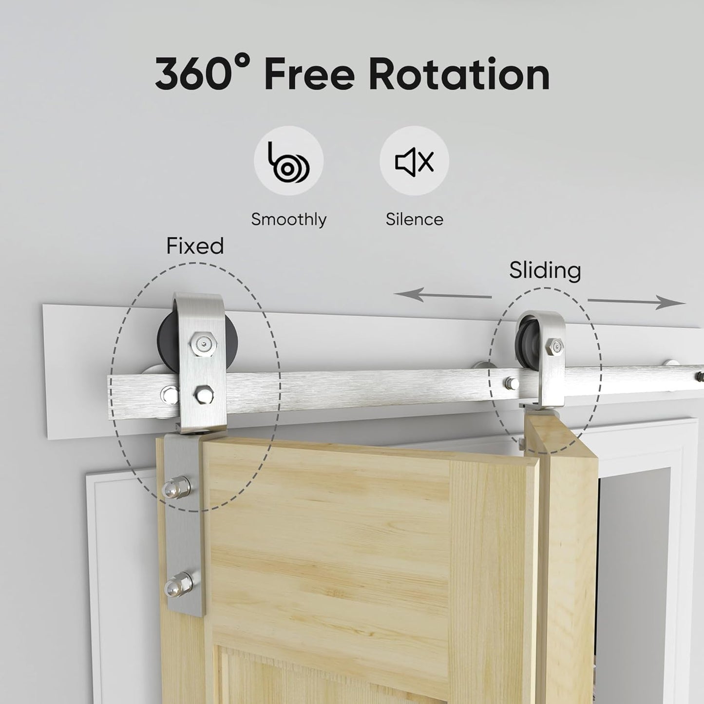 40'' Bi-Fold Sliding Barn Door Hardware Track Kit for Two 18'' Doors - Side Mount Installation, Heavy Duty Roller - Brushed Nickel