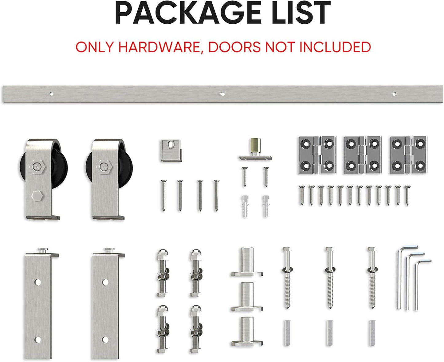 40'' Bi-Fold Sliding Barn Door Hardware Track Kit for Two 18'' Doors - Side Mount Installation, Heavy Duty Roller - Brushed Nickel