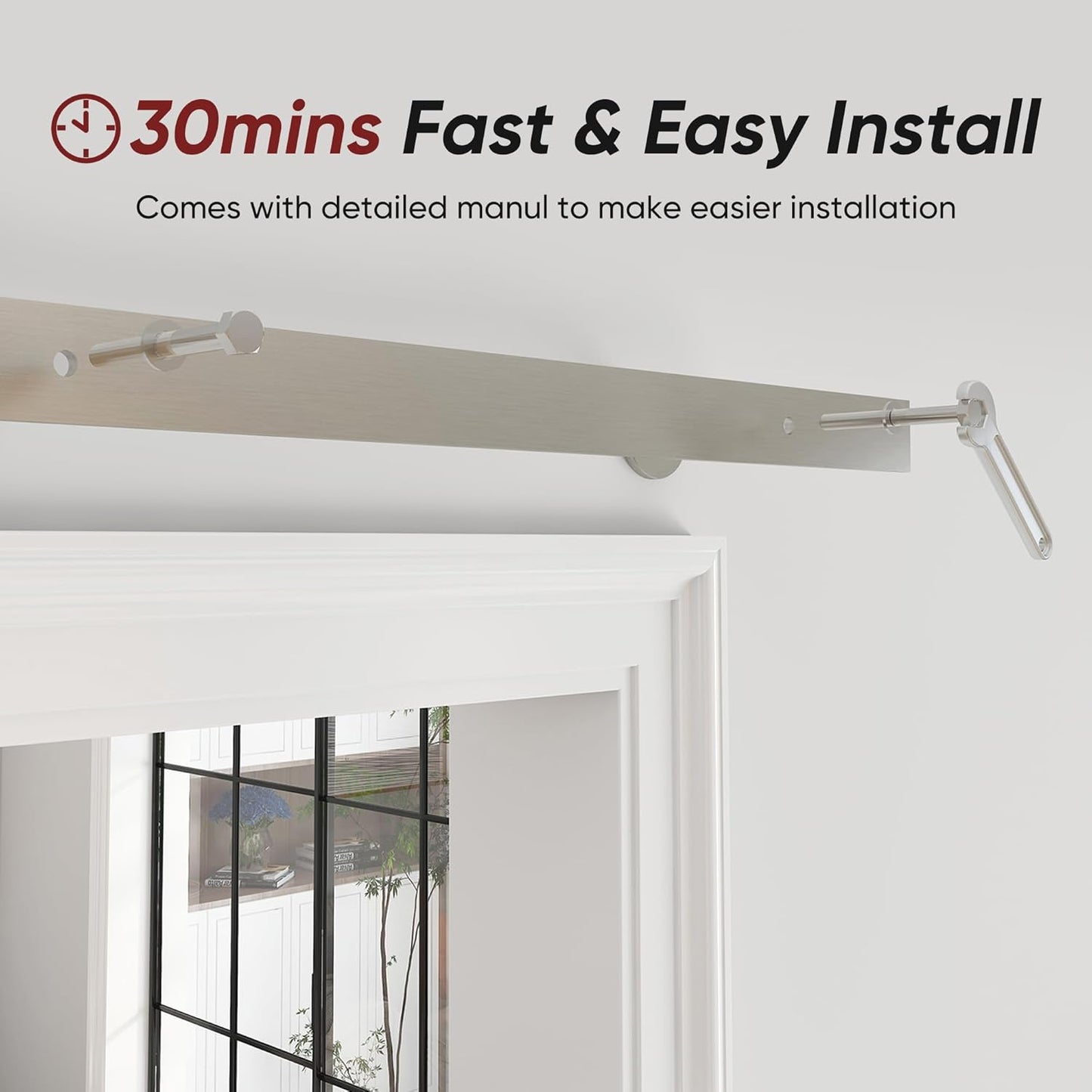 40'' Bi-Fold Sliding Barn Door Hardware Track Kit for Two 18'' Doors - Side Mount Installation, Heavy Duty Roller - Brushed Nickel