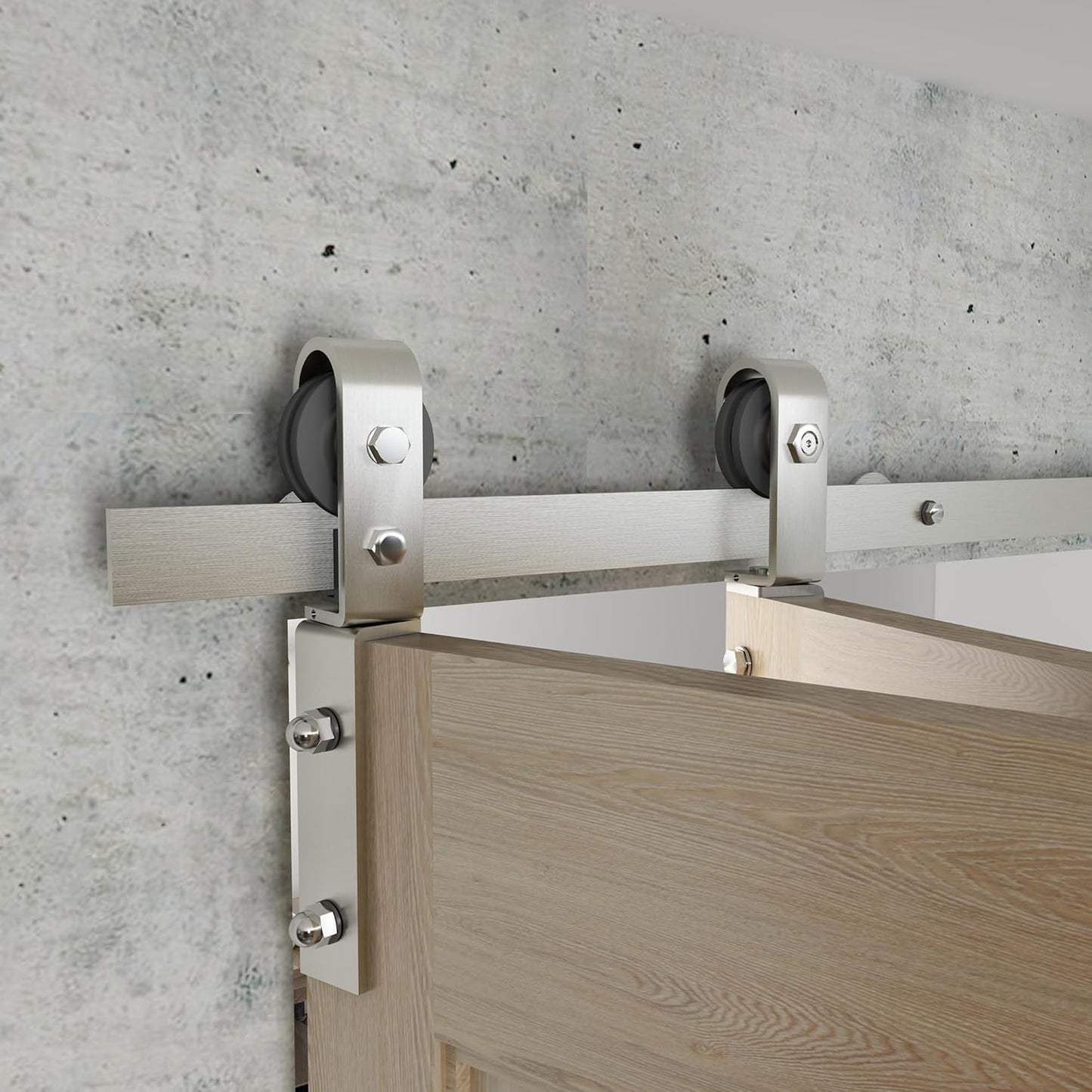 40'' Bi-Fold Sliding Barn Door Hardware Track Kit for Two 18'' Doors - Side Mount Installation, Heavy Duty Roller - Brushed Nickel