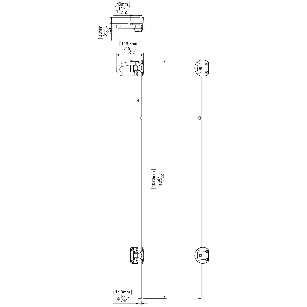 40" D&D Technologies QB240 Q-Bolt Drop Bolt for Square Post Wood & Vinyl Gates - Padlockable with Padlock Storage