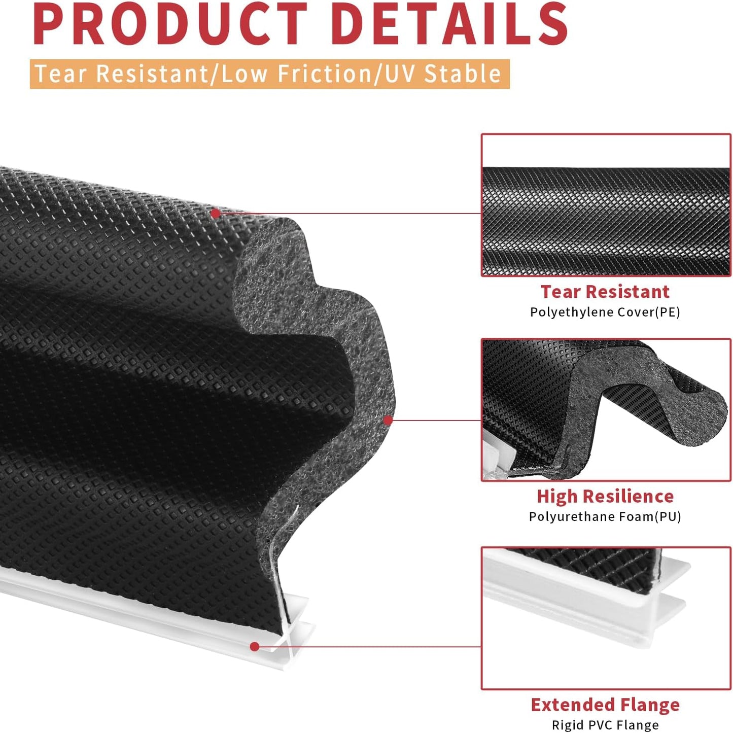 40 Feet Long Reach V-Shaped Door Weather Stripping Seal Strip - Easy-to-Cut Black Replacement Kerf Weather Stripping for Door Insulation