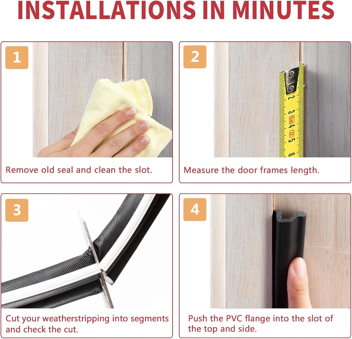 40 Feet Long Reach V-Shaped Door Weather Stripping Seal Strip - Easy-to-Cut Black Replacement Kerf Weather Stripping for Door Insulation