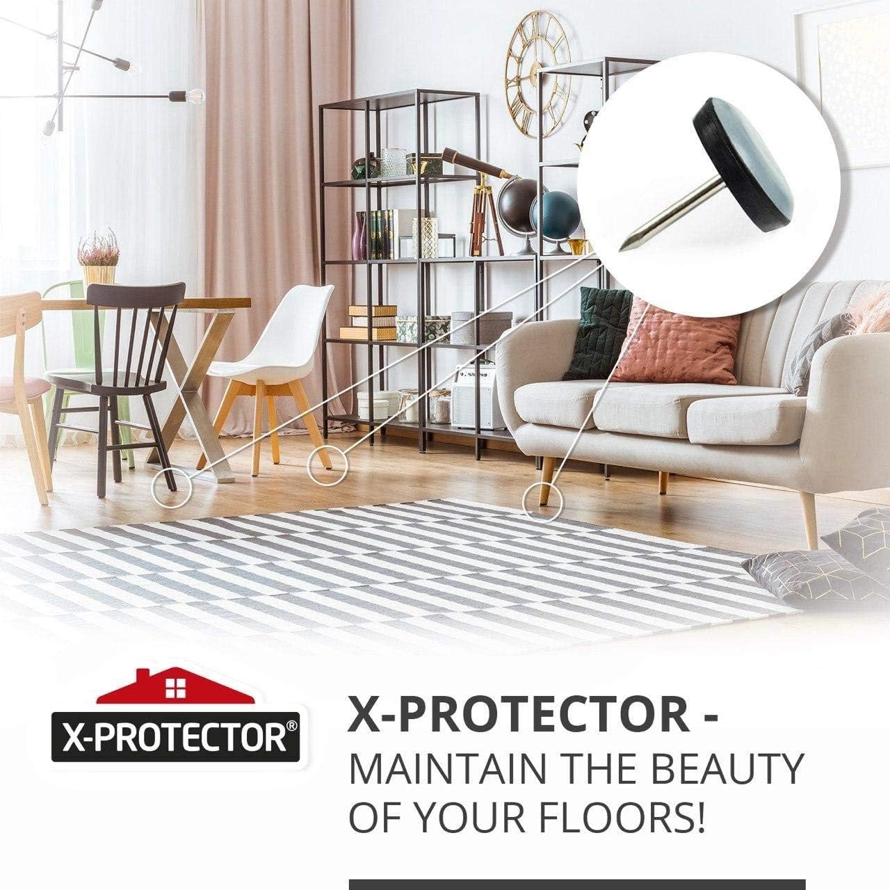 40 Grey Nail-on Chair Glides X-PROTECTOR - 1" Furniture Sliders - Premium Floor Protectors for Chair Legs - Effortless Sliding with Leg Pads to Protect Floors