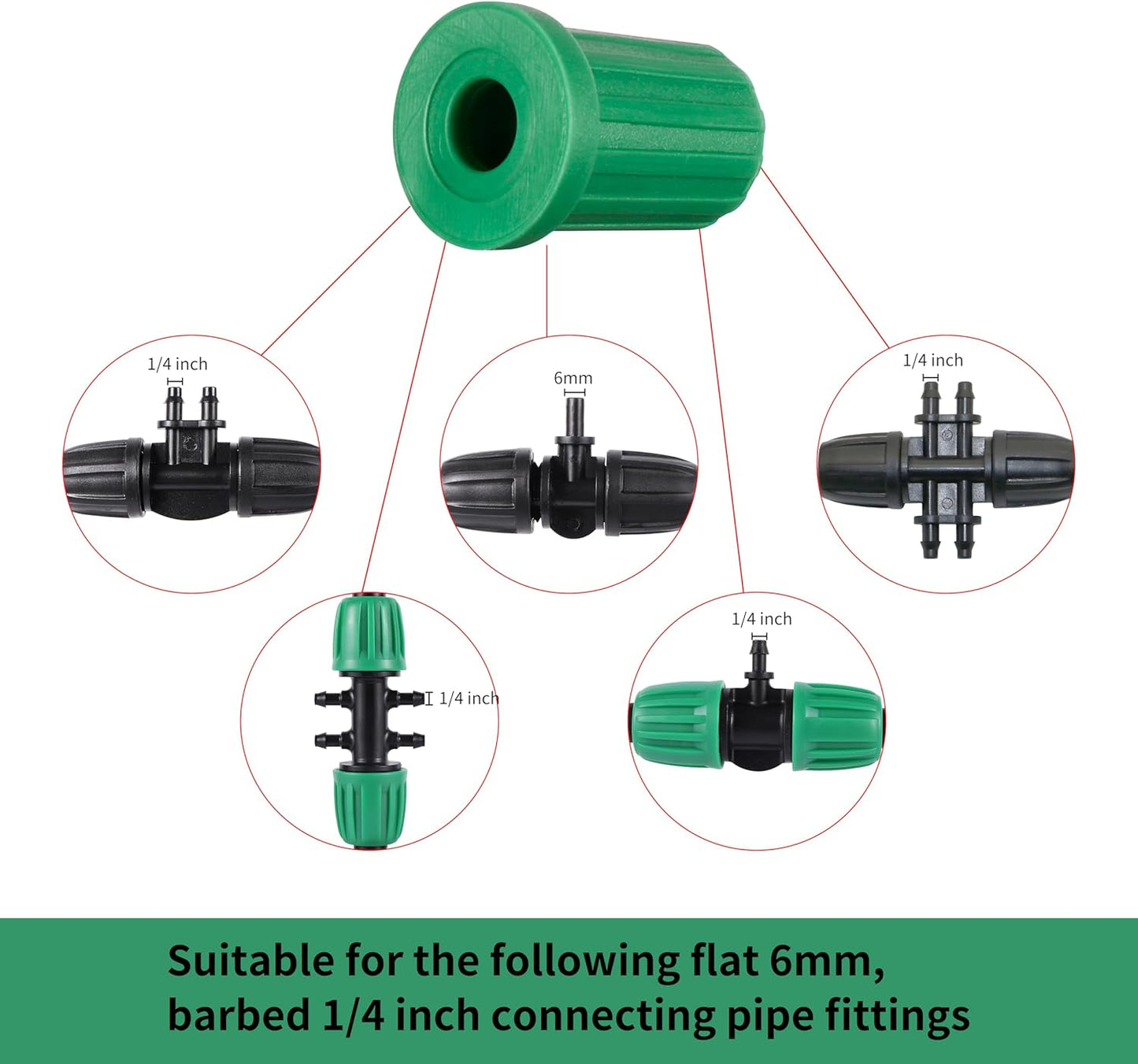 40 Pack 1/4 Barb Connector Plug Cap for Rubber Plug Fitting in Irrigation System Hose