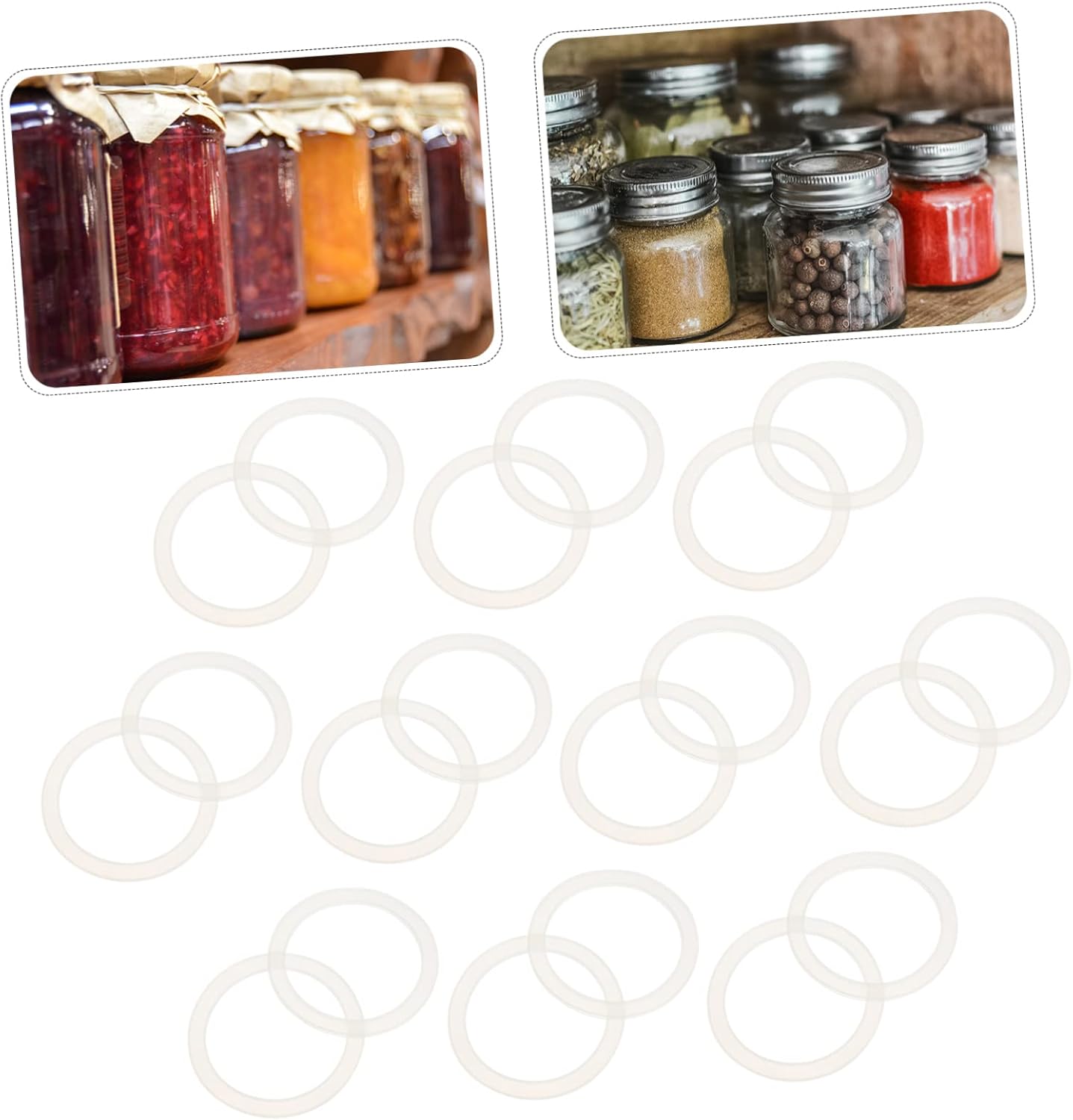 40-Pack Reusable Regular Mouth Mason Jar Seals with Macrame Cord - White Jar Gaskets for Canning Jar Lids