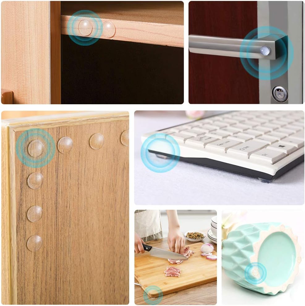 400 Pcs Clear Self Adhesive Rubber Cabinet Door Bumpers Set - Sound Dampening Hemispherical and Conical Pads
