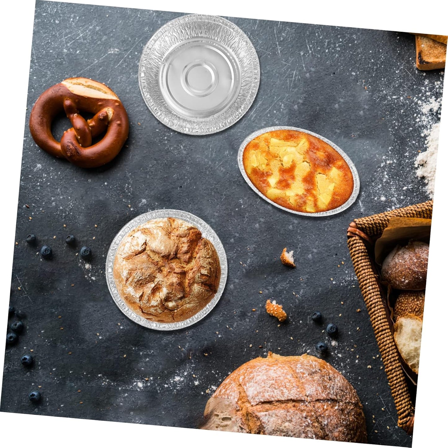 40pcs Round Aluminum Pans for Baking, Roasting, and Serving - Disposable Storage Trays for Cakes, Pies, and BBQ - Ideal for Home, Cafes, and Bakeries