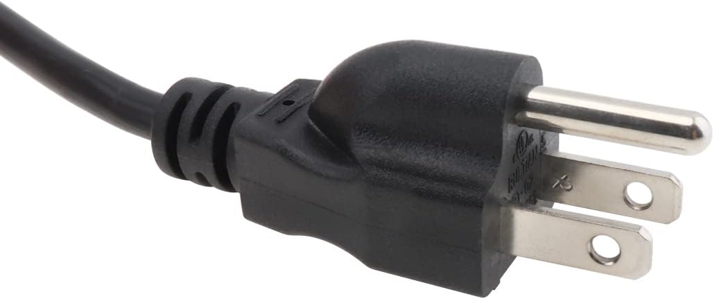 4ft Black RTNLIT Power Cord with 3-Prong Plug, On/Off Switch, and Open Wiring