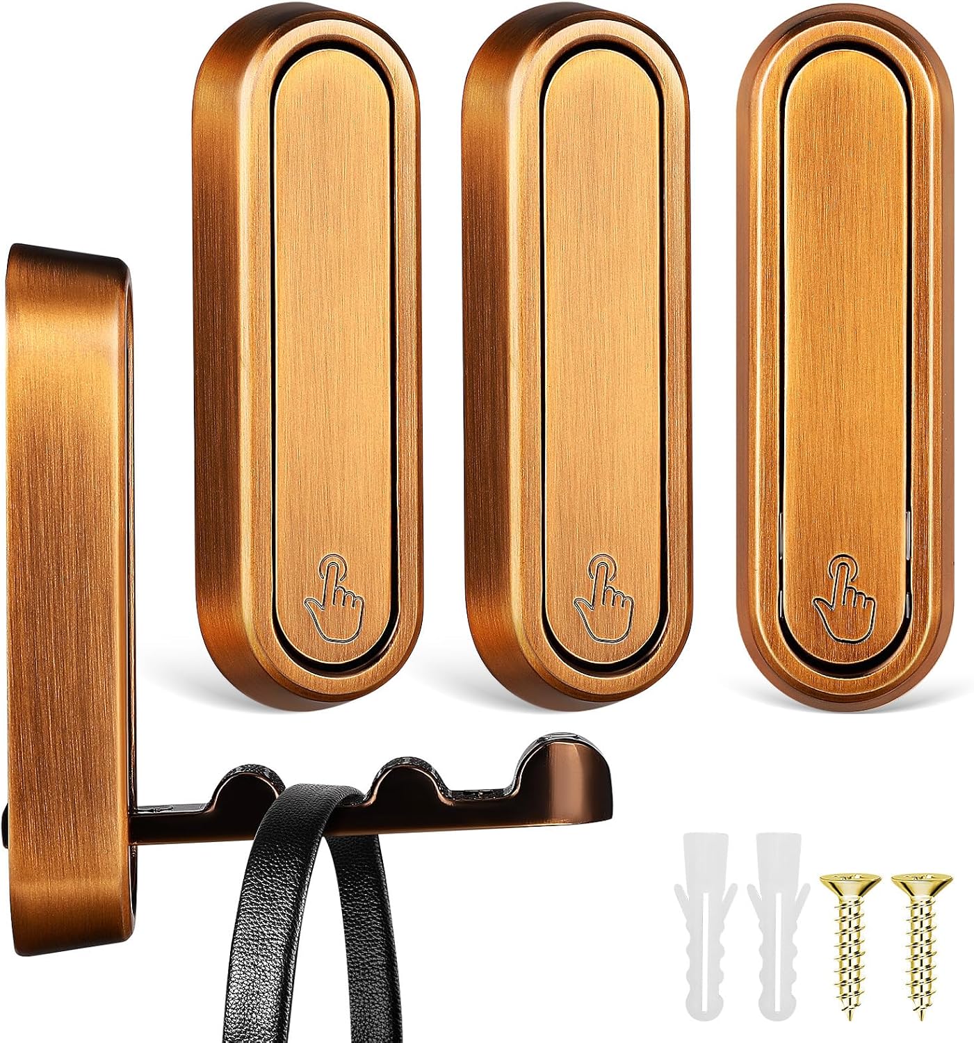 4pcs PartyKindom Foldable Wall Hooks - Retractable Coat Hook for Hanging Towels, Keys, Bags, Jackets - Includes Mounting Hardware