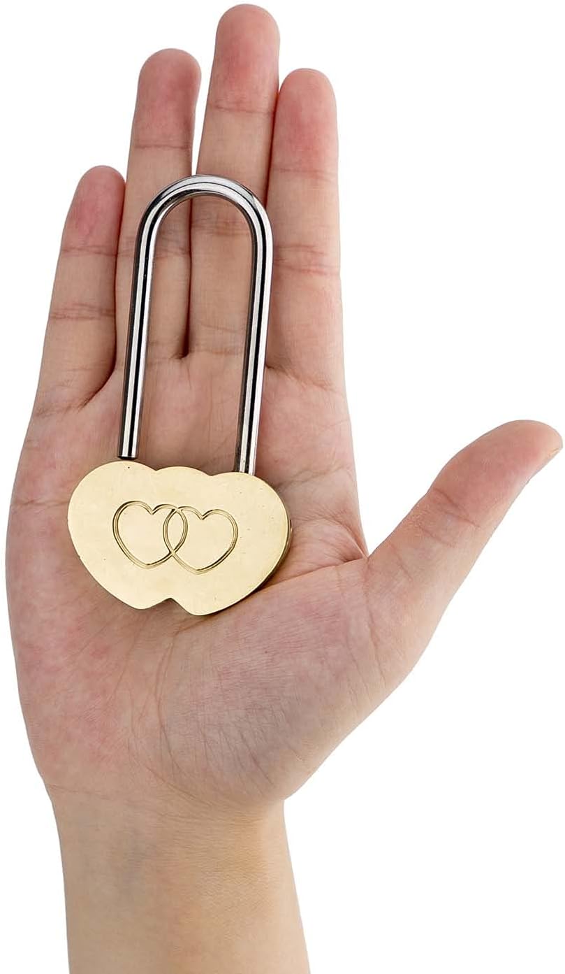 4PCS VeYocilk Love Lock Heart Padlock 3.5" 50mm - Everlasting Love Symbol for Fence & Bridge - Keyless Wish Lock