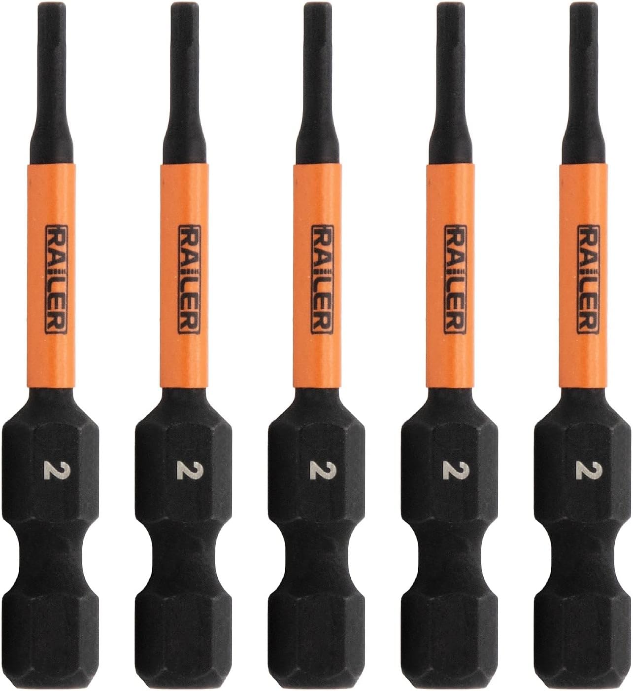 5-Pack 2mm Hex Impact Driver Bits with Quick-Release Railer Allen Wrench Drill - S2 Steel, 2-Inch Length
