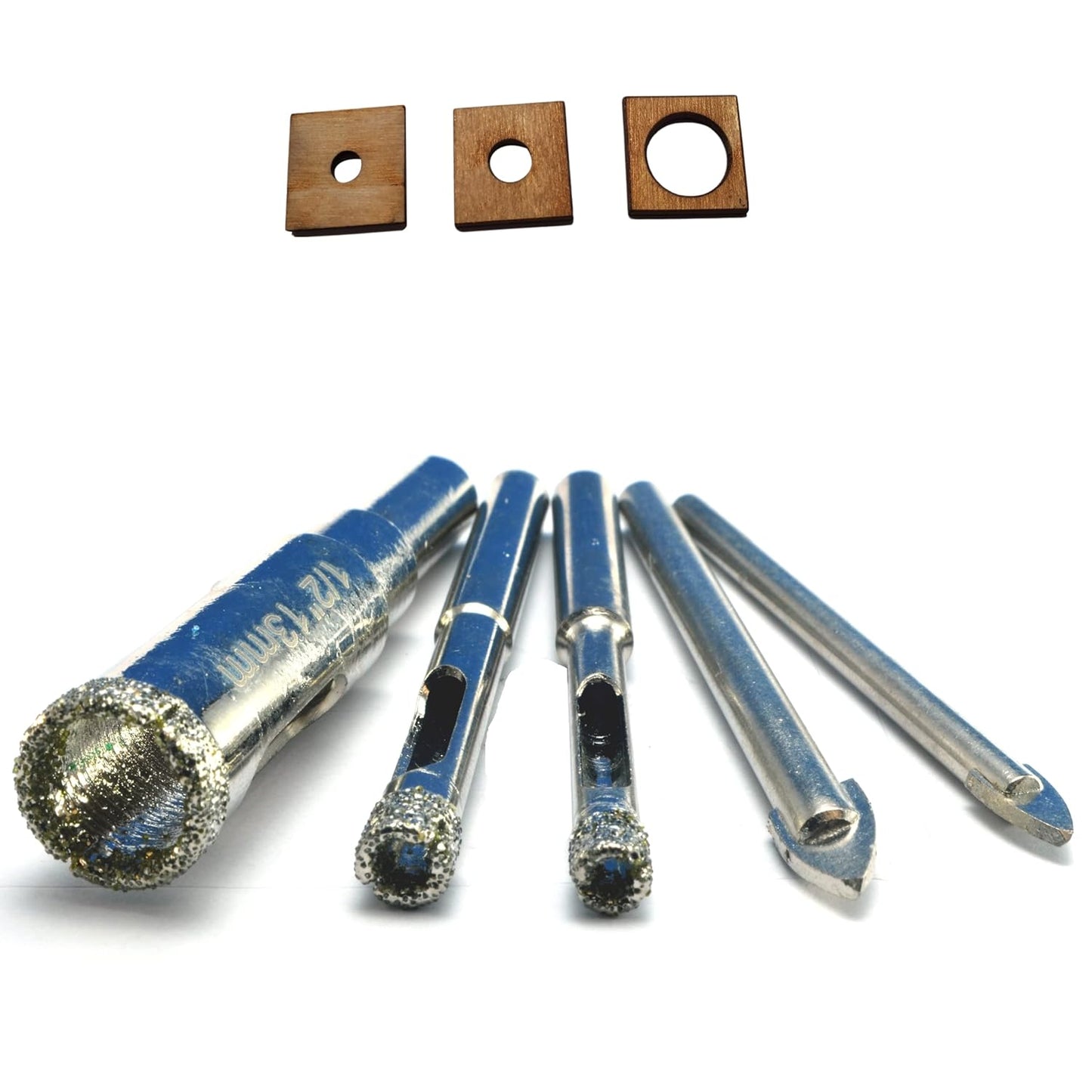 5-Pack Diamond Tile Drill Bit Kit for Glass & Porcelain - Includes 3/16", 1/4", 1/2" Bits for Ceramic, Granite, and Bottles